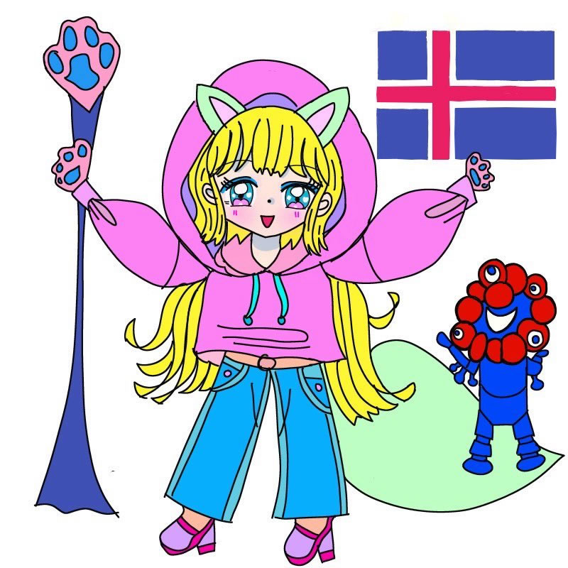 キャラクター名：雫ちゃん【アイスランド】（Atsuko 様）：大阪・関西万博のキャラクター・イラスト展示会