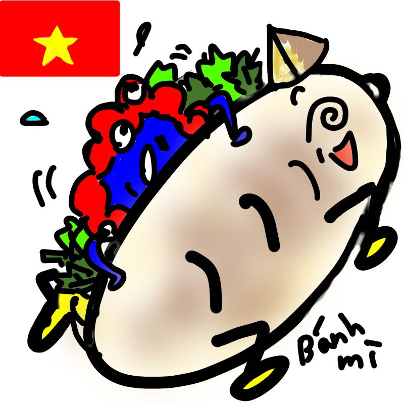 キャラクター名:バインミーム【ベトナム】(mochi 様):大阪・関西万博のキャラクター・イラスト展示会