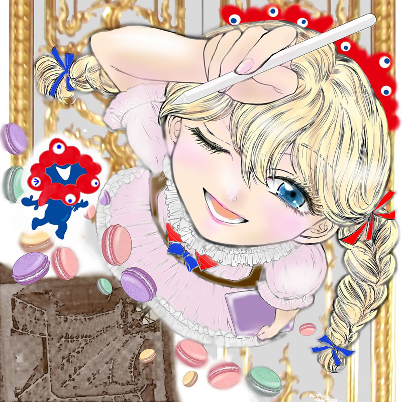 キャラクター名:アールちゃん 【フランス】(叶屋チャコ 様):大阪・関西万博のキャラクター・イラスト展示会